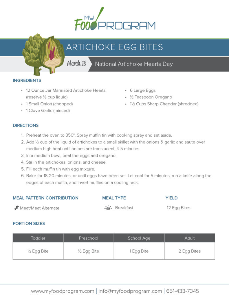 My Food Program Artichoke Egg Bites Recipe