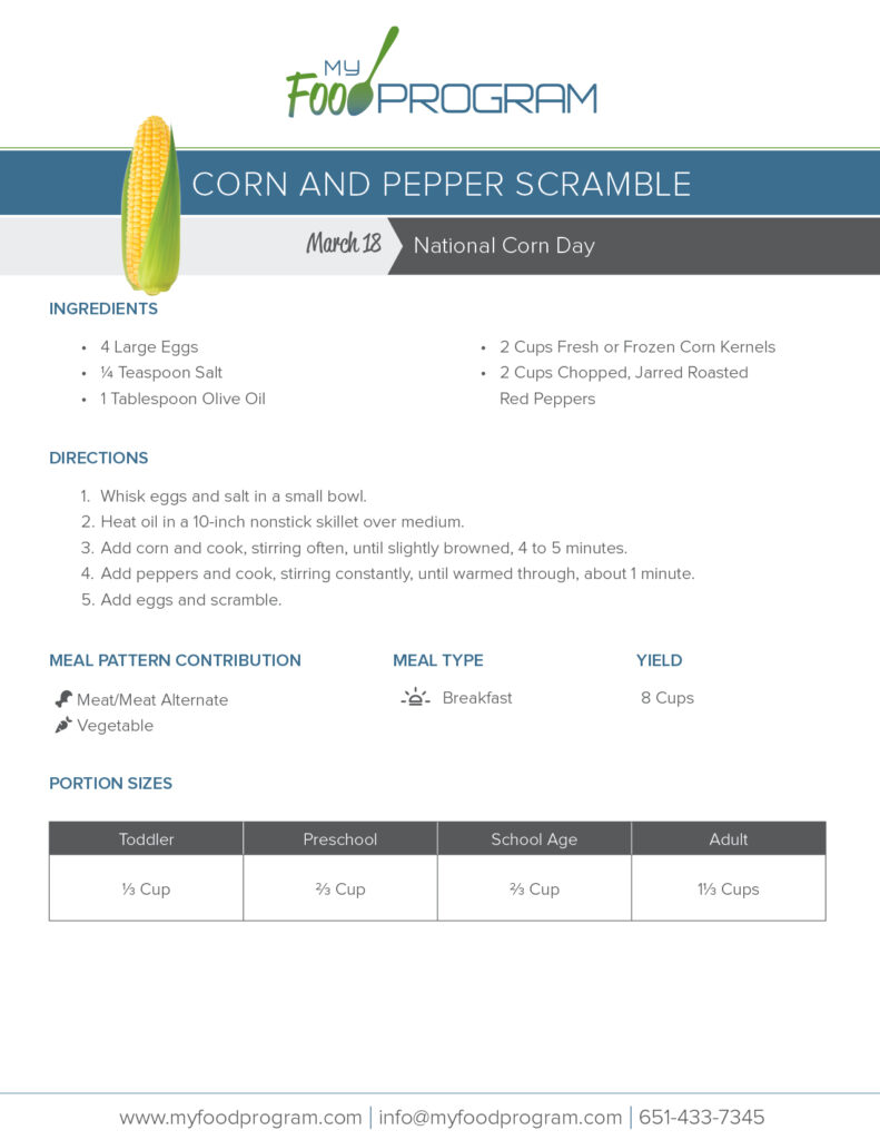 My Food Program Corn and Pepper Scramble Recipe