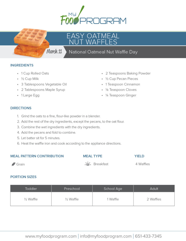My Food Program Easy Oatmeal Nut Waffles Recipe
