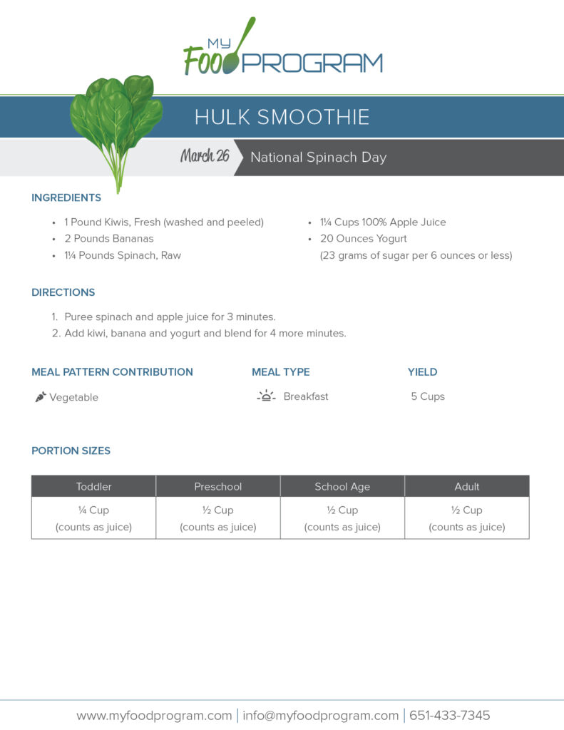 My Food Program Hulk Smoothie Recipe