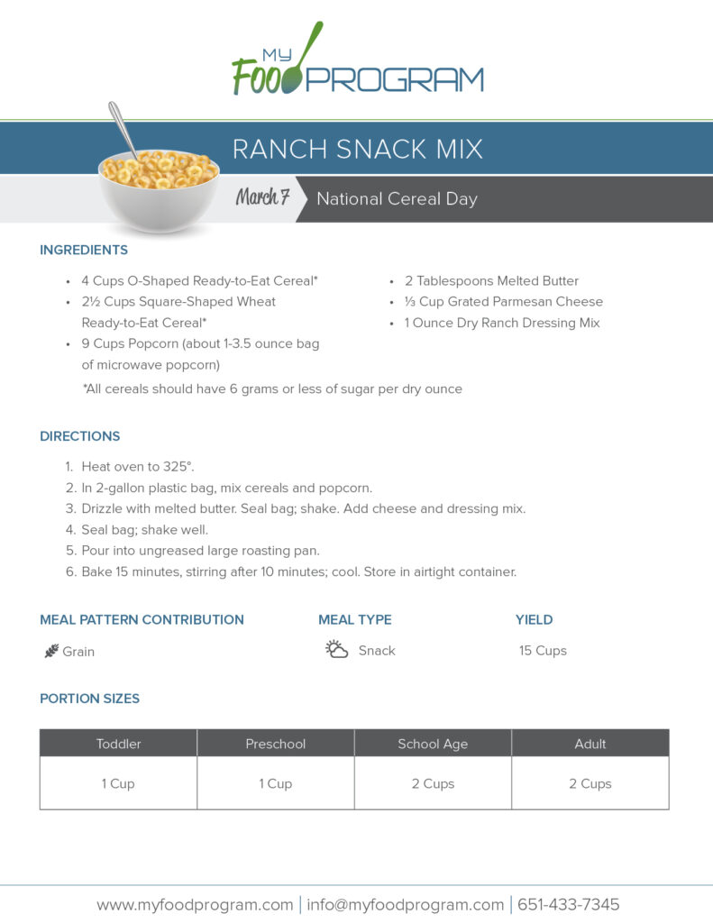 My Food Program Ranch Snack Mix Recipe