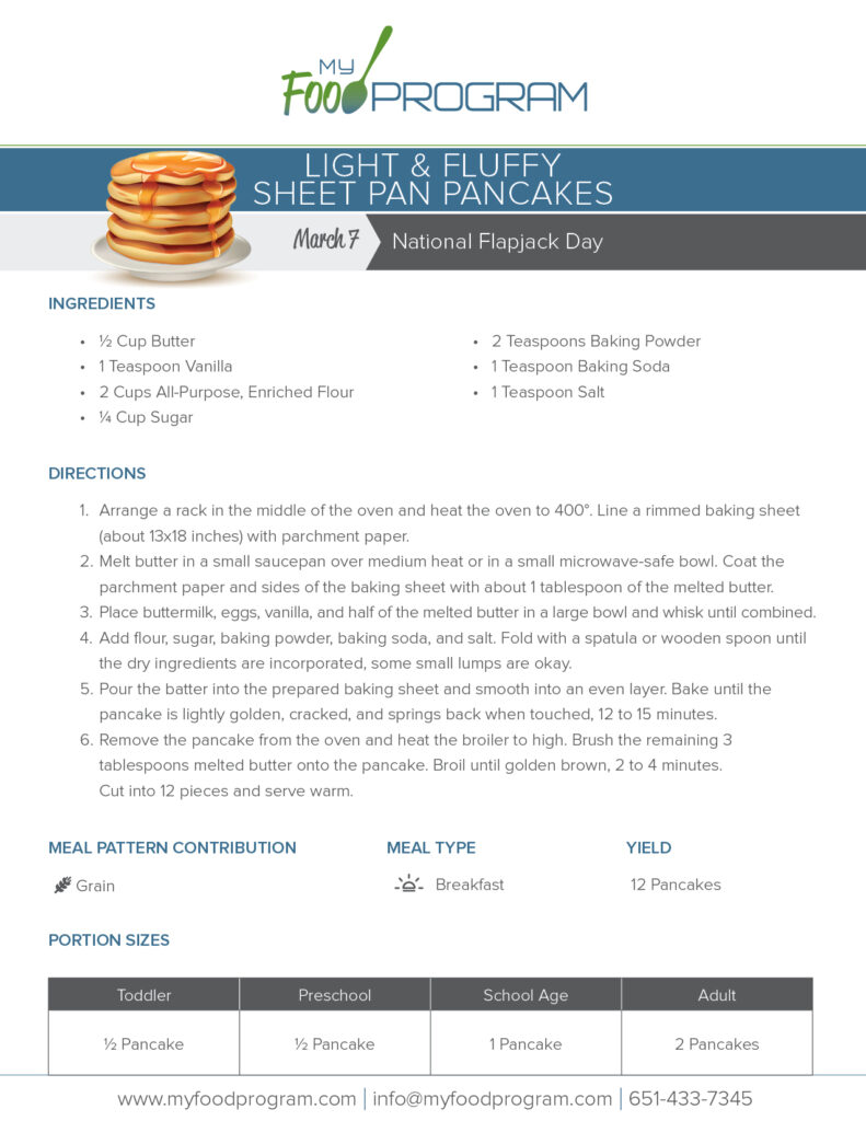 My Food Program Light & Fluffy Sheet Pan Pancakes Recipe