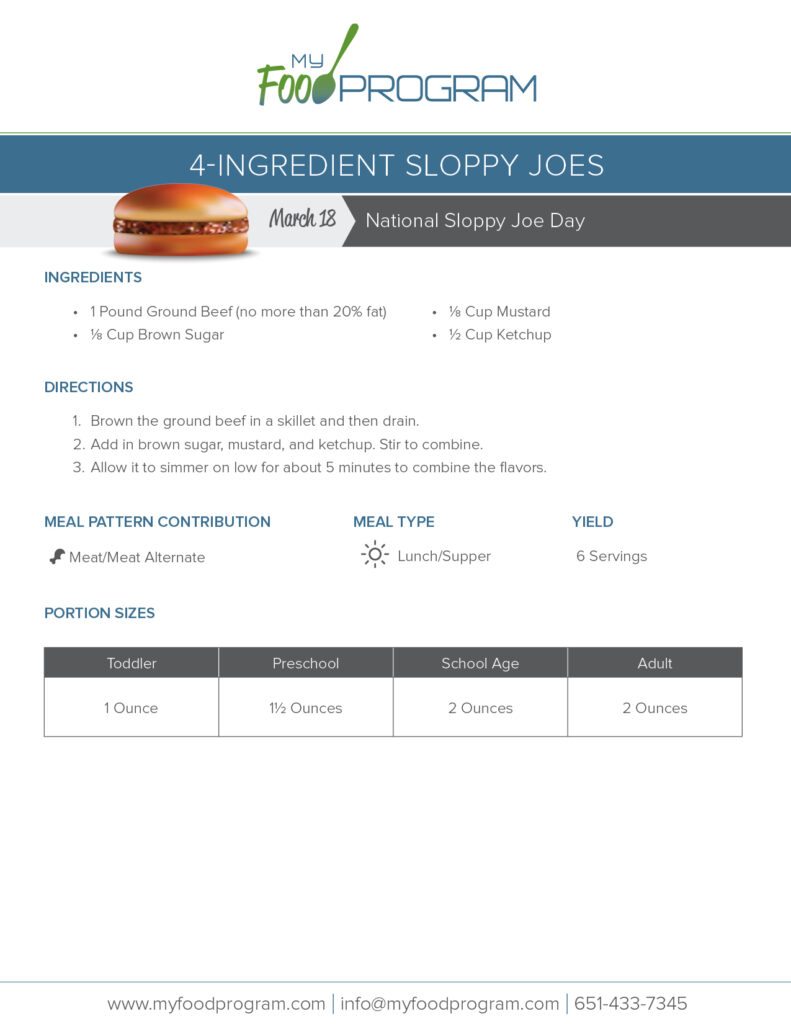 My Food Program 4-Ingredient Sloppy Joes Recipe