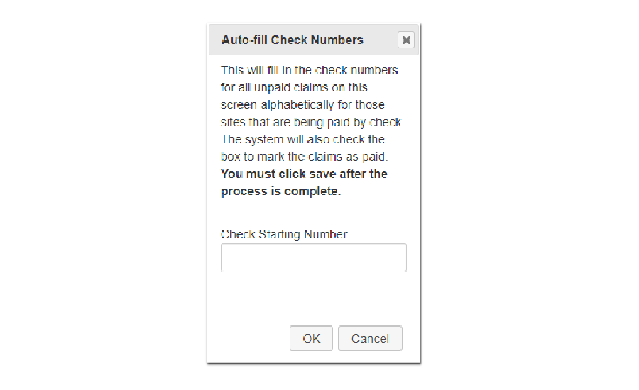 Auto-Fill Check Numbers