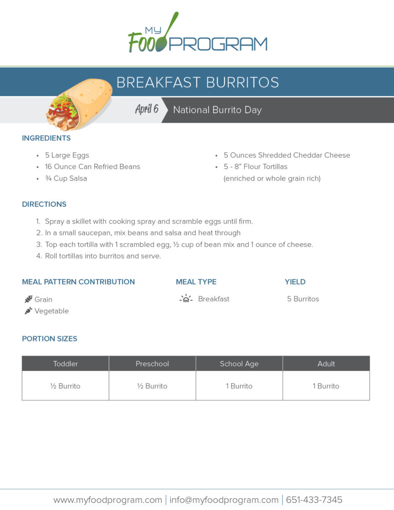 My Food Program Breakfast Burritos Recipe