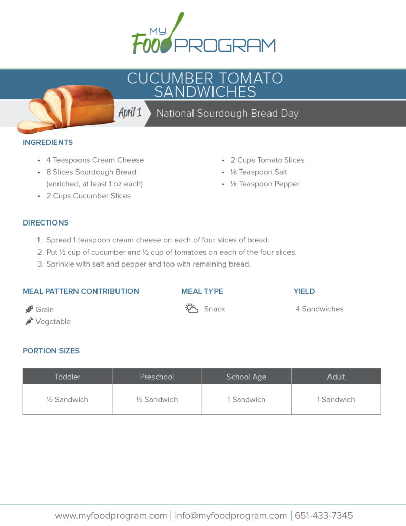 My Food Program Cucumber Tomato Sandwiches Recipe