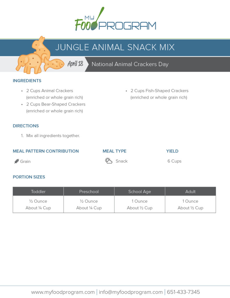My Food Program Jungle Animal Snack Mix Recipe