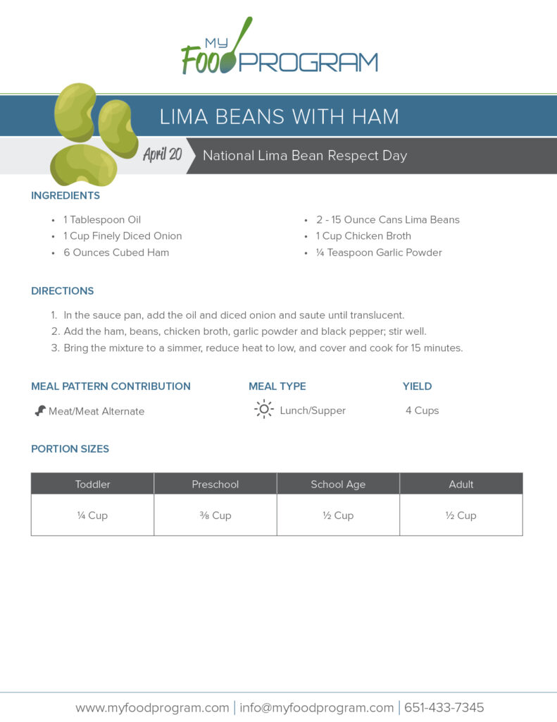 My Food Program Lima Beans with Ham Recipe