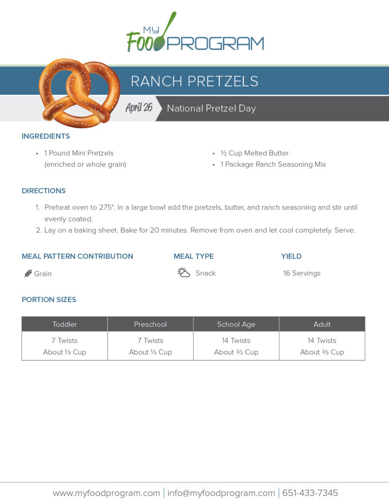 My Food Program Ranch Pretzels Recipe