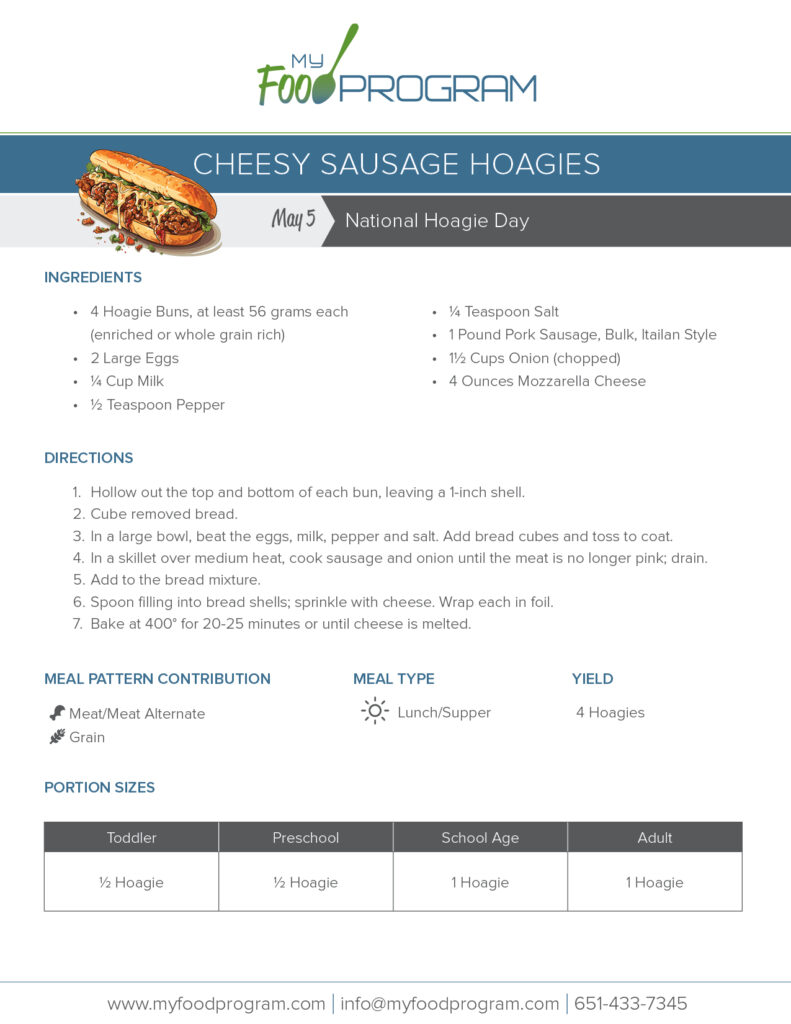 My Food Program Cheesy Sausage Hoagies Recipe