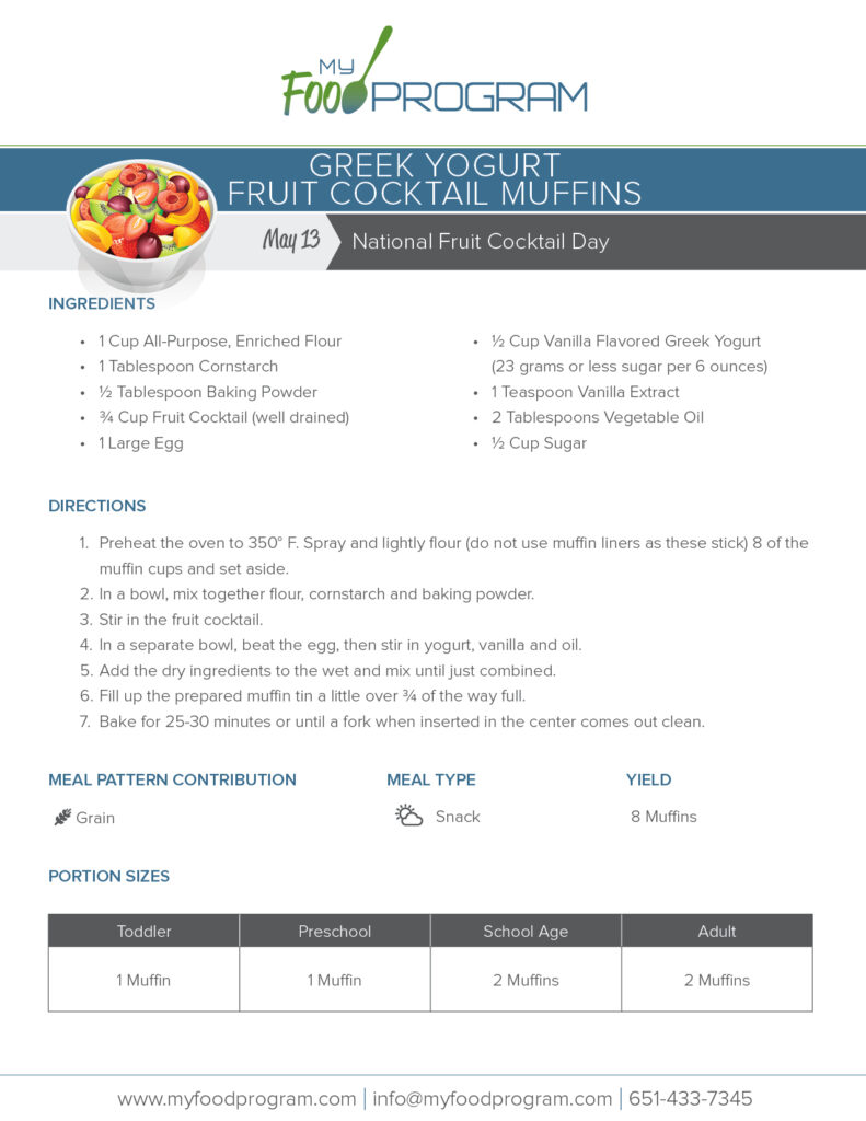 My Food Program Greek Yogurt Fruit Cocktail Muffins Recipe