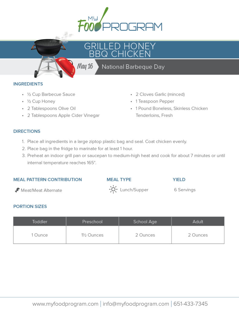 My Food Program Grilled Honey Barbecue Chicken Recipe