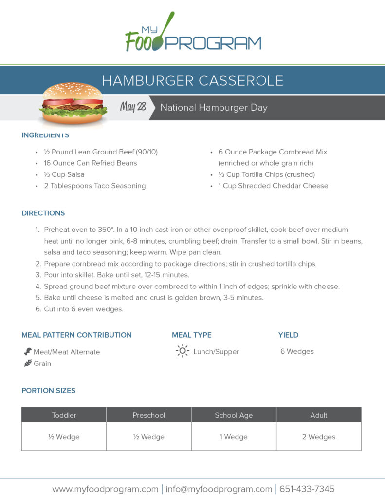 My Food Program Hamburger Casserole Recipe