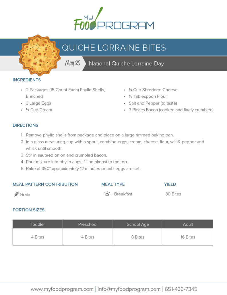 My Food Program Quiche Lorraine Bites Recipe