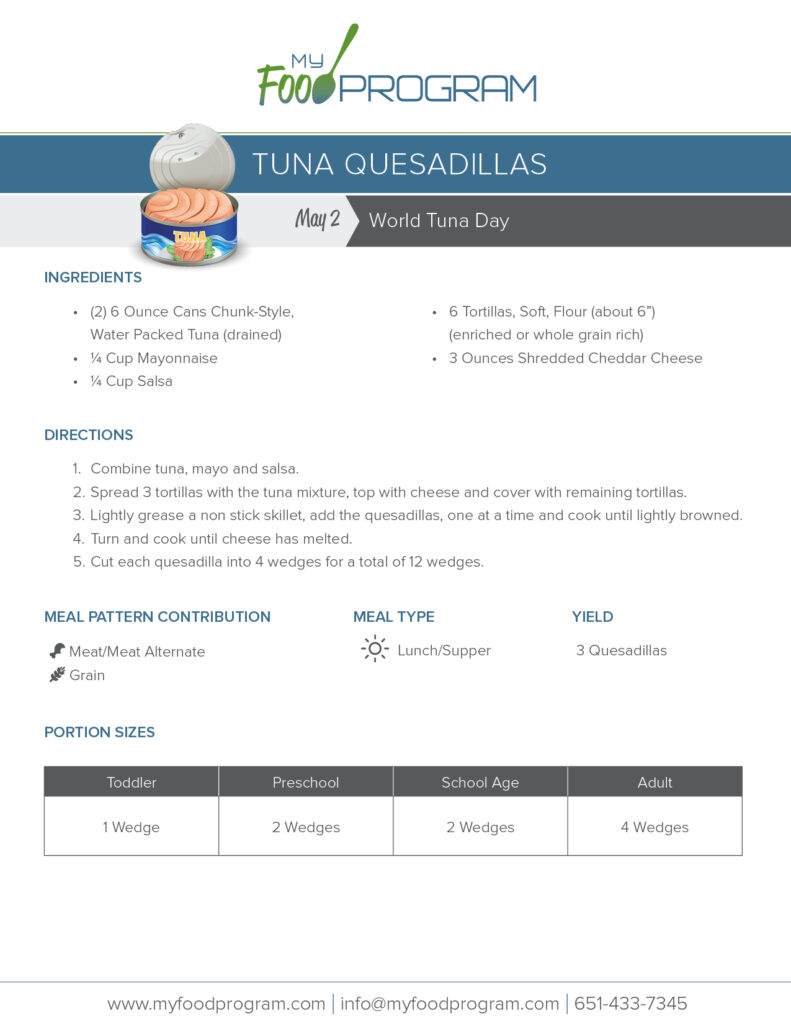 My Food Program Tuna Quesadillas Recipe