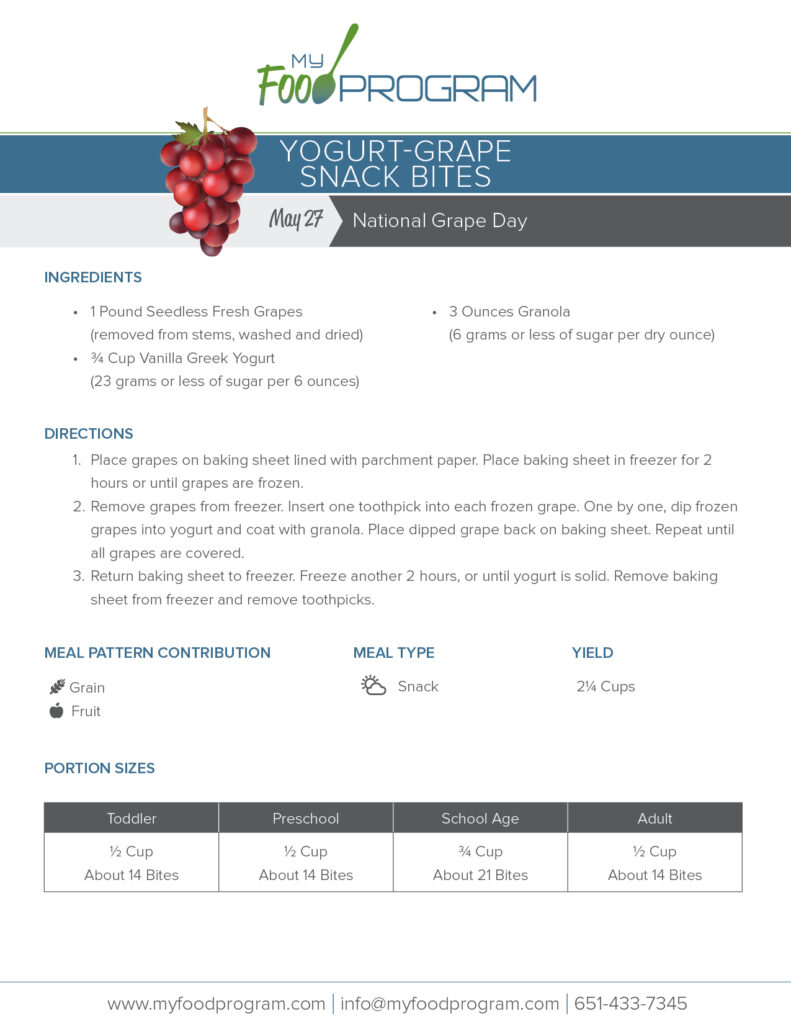 My Food Program Yogurt-Grape Snack Bites Recipe