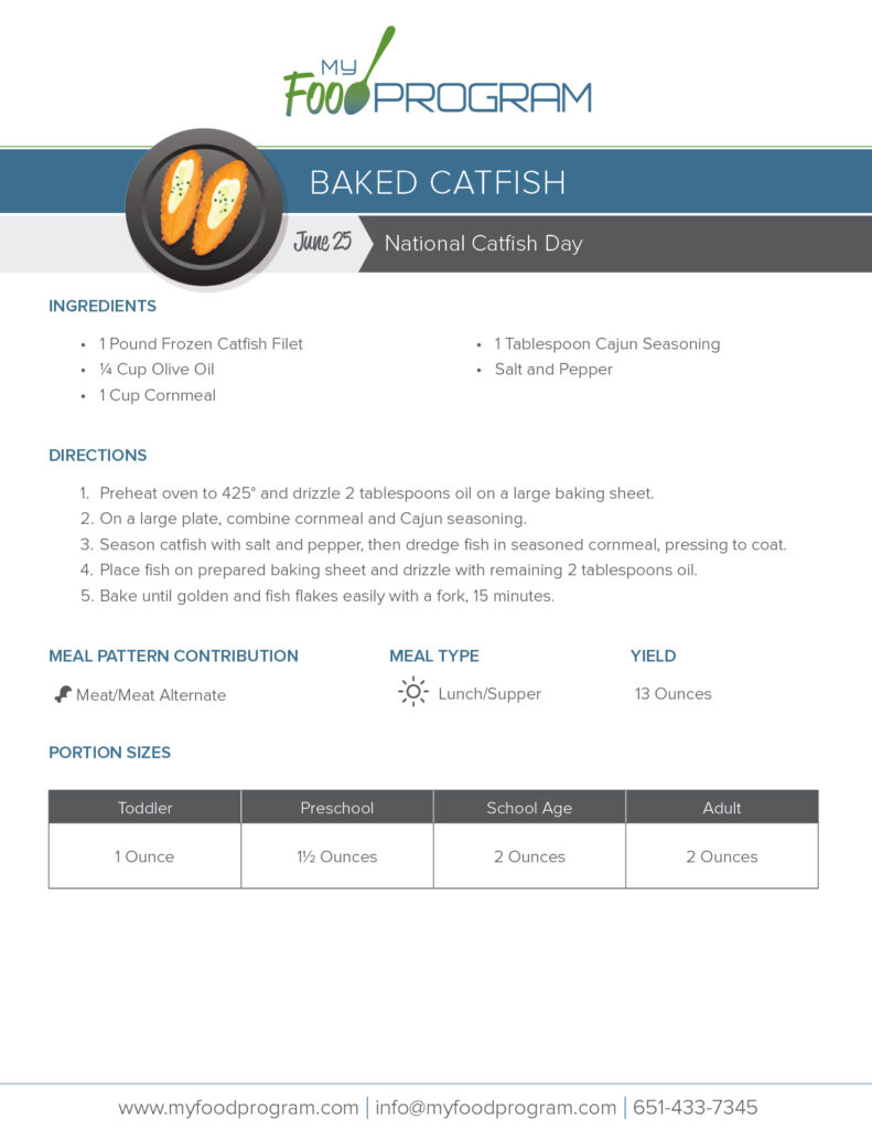 My Food Program Baked Catfish Recipe
