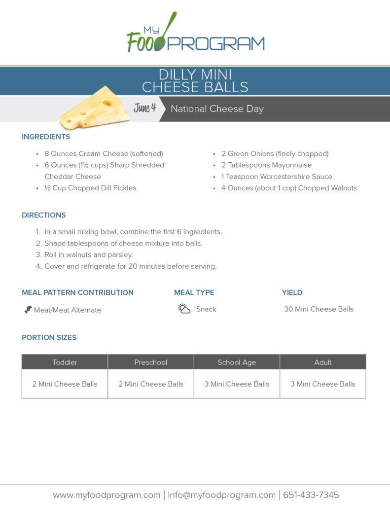 My Food Program Dilly Mini Cheese Balls Recipe