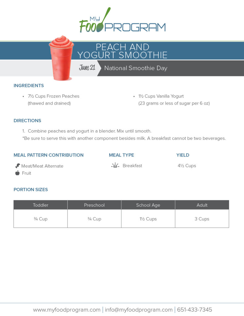 My Food Program Peach and Yogurt Smoothie Recipe