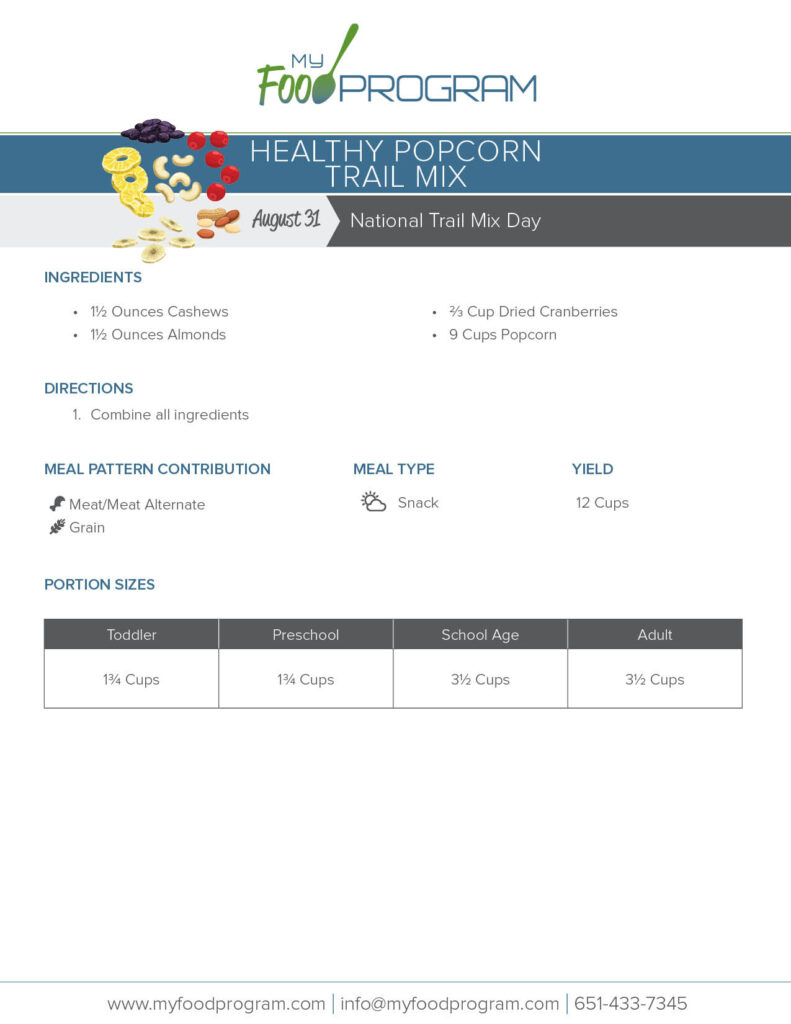 My Food Program Healthy Popcorn Trail Mix Recipe