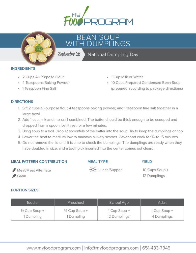 My Food Program Bean Soup with Dumplings Recipe