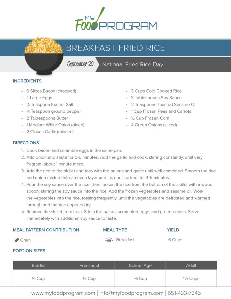 My Food Program Breakfast Fried Rice Recipe