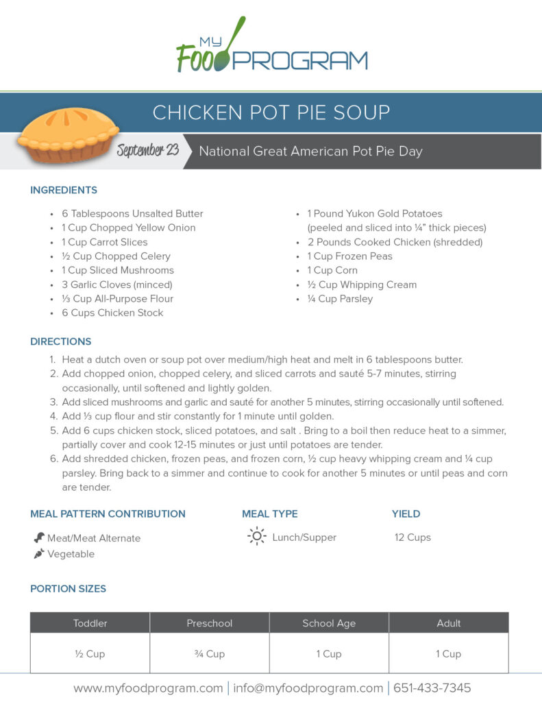 My Food Program Chicken Pot Pie Soup Recipes