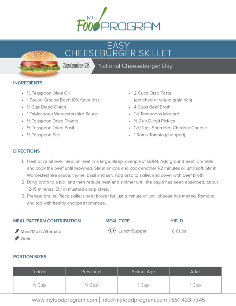 My Food Program Easy Cheeseburger Skillet Recipe