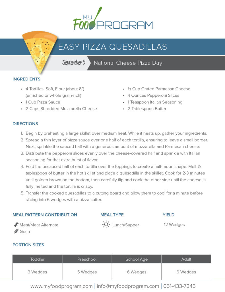 My Food Program Easy Pizza Quesadillas Recipe