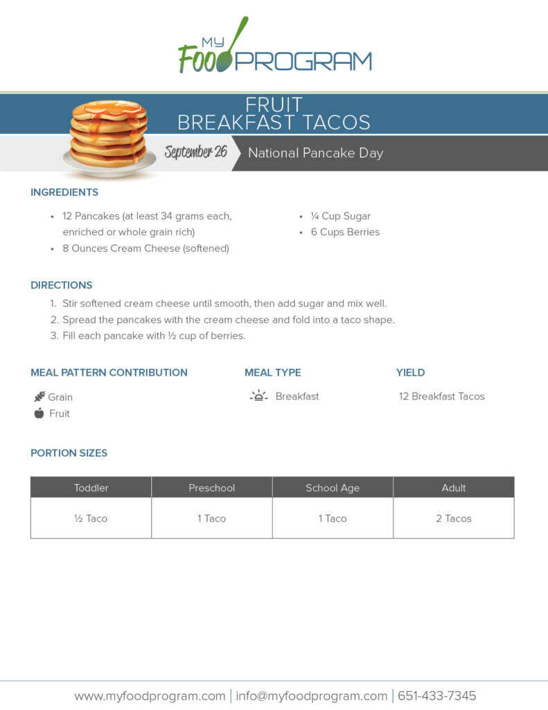 My Food Program Fruit Breakfast Tacos Recipe