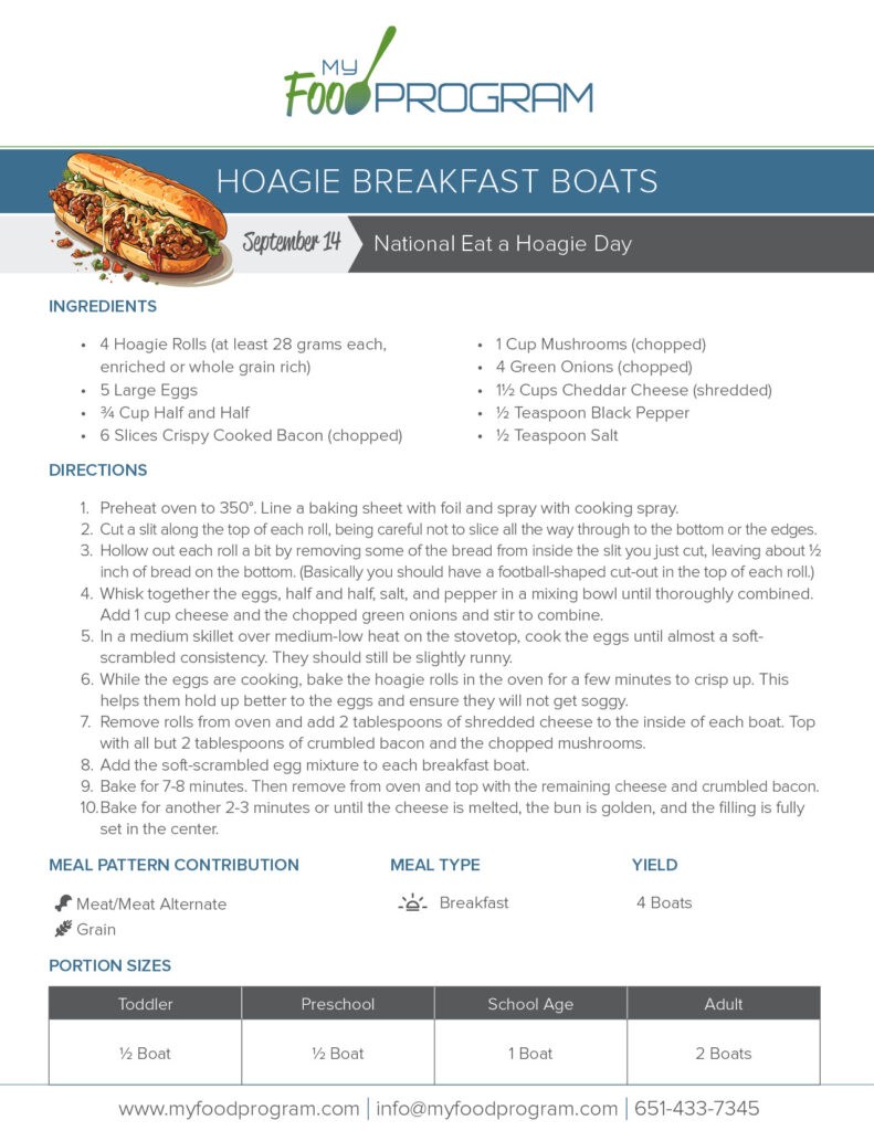 My Food Program Hoagie Breakfast Boats Recipe
