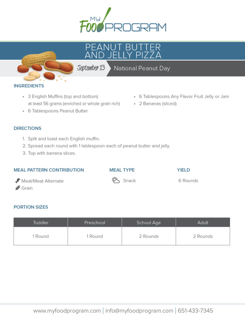 My Food Program Peanut Butter and Jelly Pizza Recipe