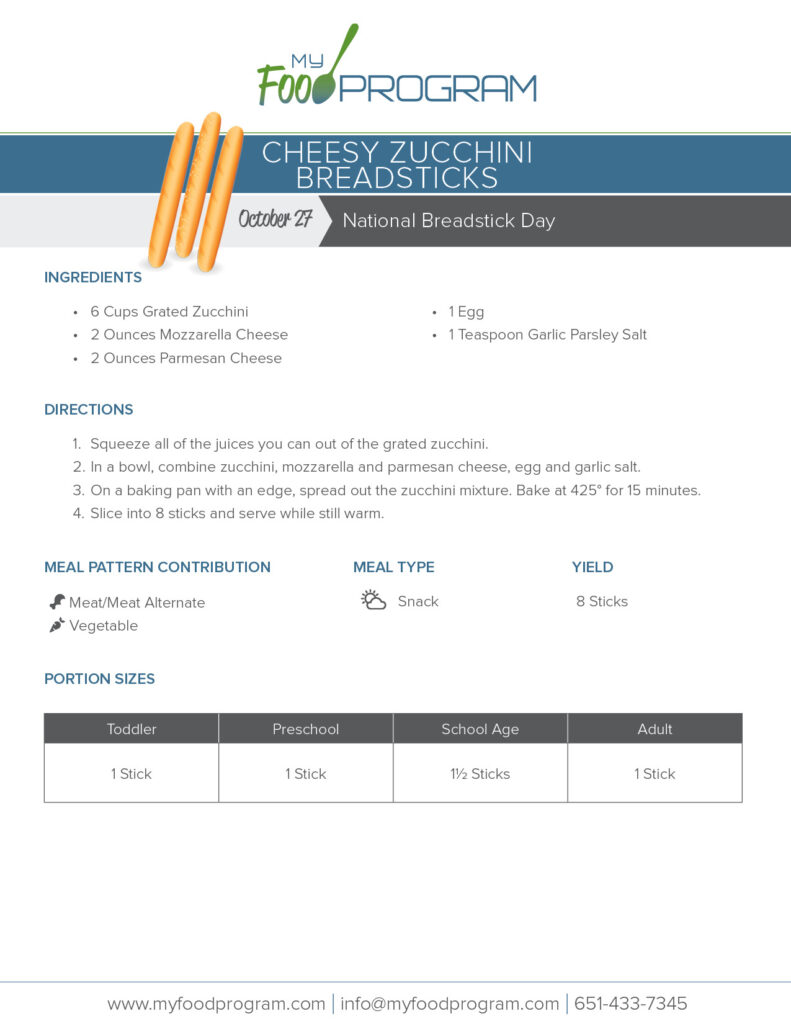 My Food Program Cheesy Zucchini Breadsticks Recipe