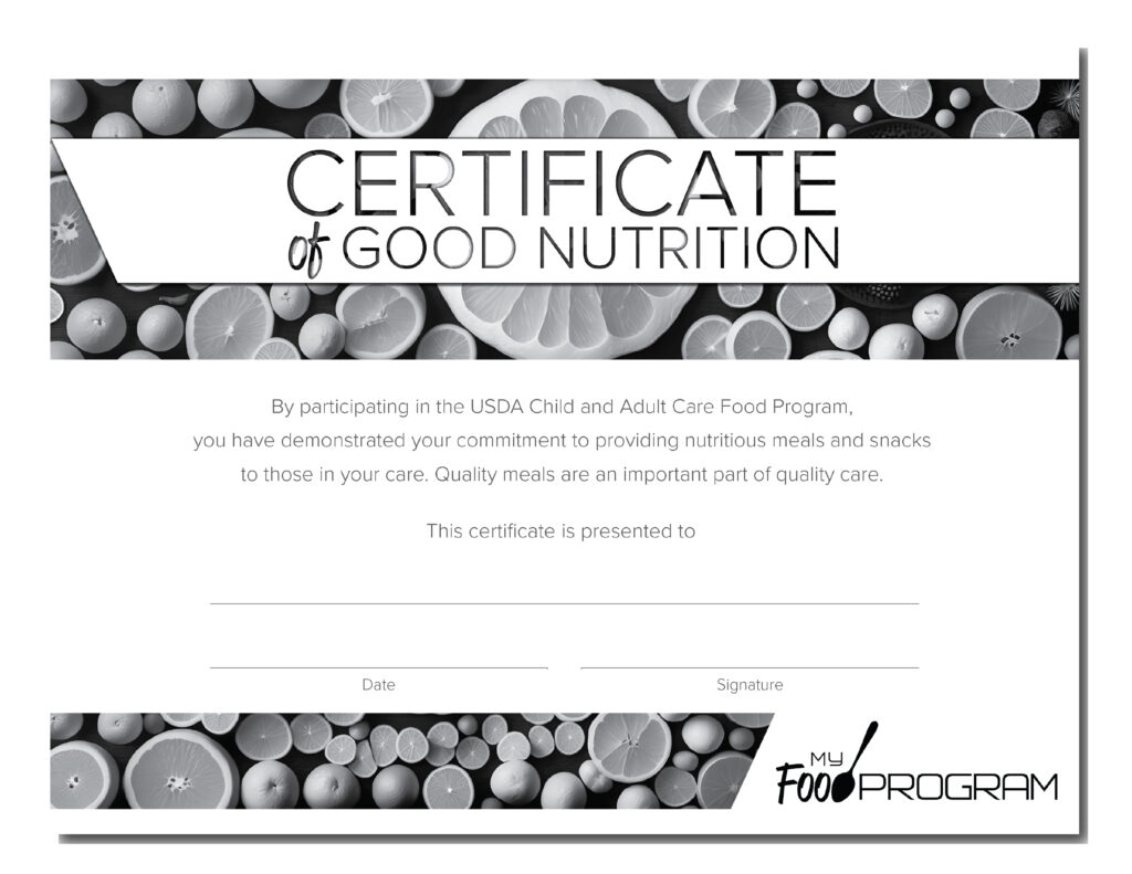 2025 CACFP Week Certificate Version 1 Black & White