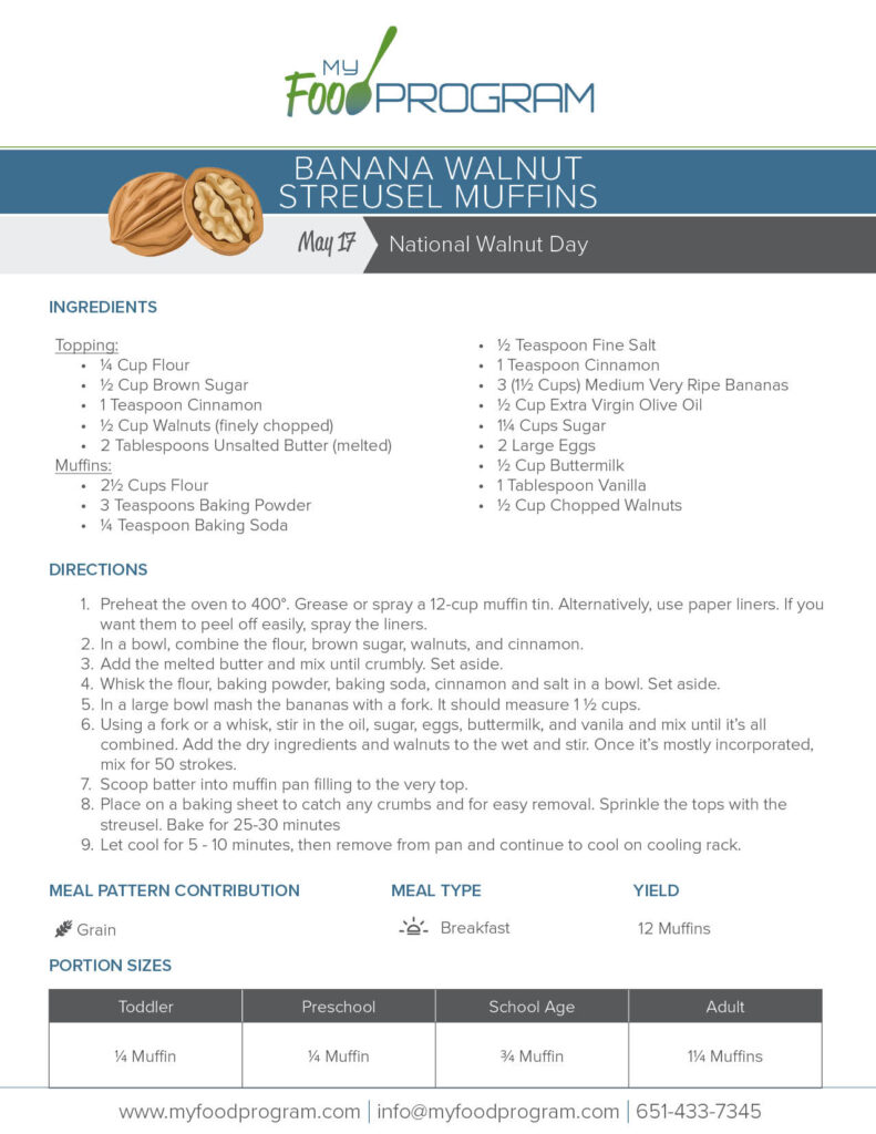 My Food Program Banana Walnut Streusel Muffins Recipe