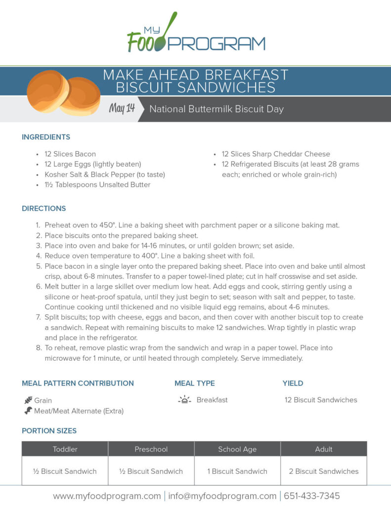 My Food Program Make Ahead Breakfast Biscuit Sandwiches Recipe