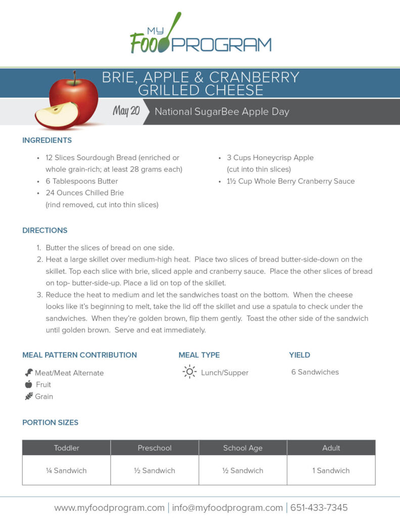 My Food Program Brie, Apple & Cranberry Grilled Cheese Recipe