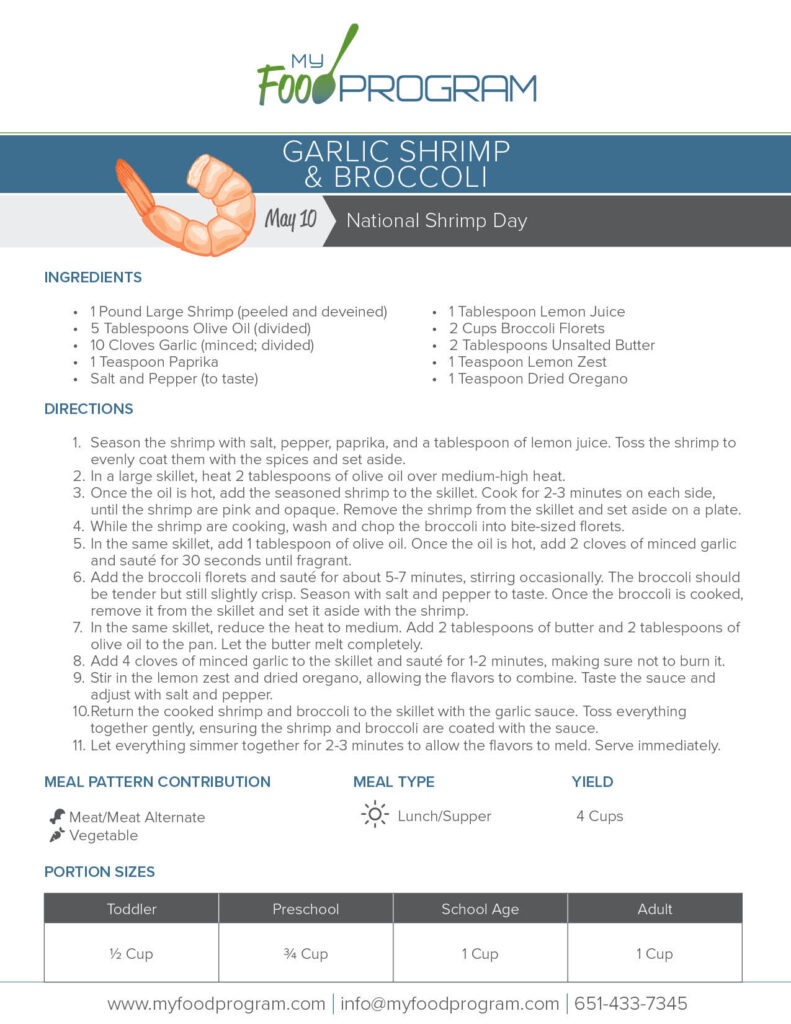 My Food Program Garlic Shrimp & Broccoli Recipe