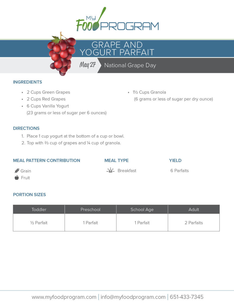My Food Program Grape & Yogurt Parfait Recipe