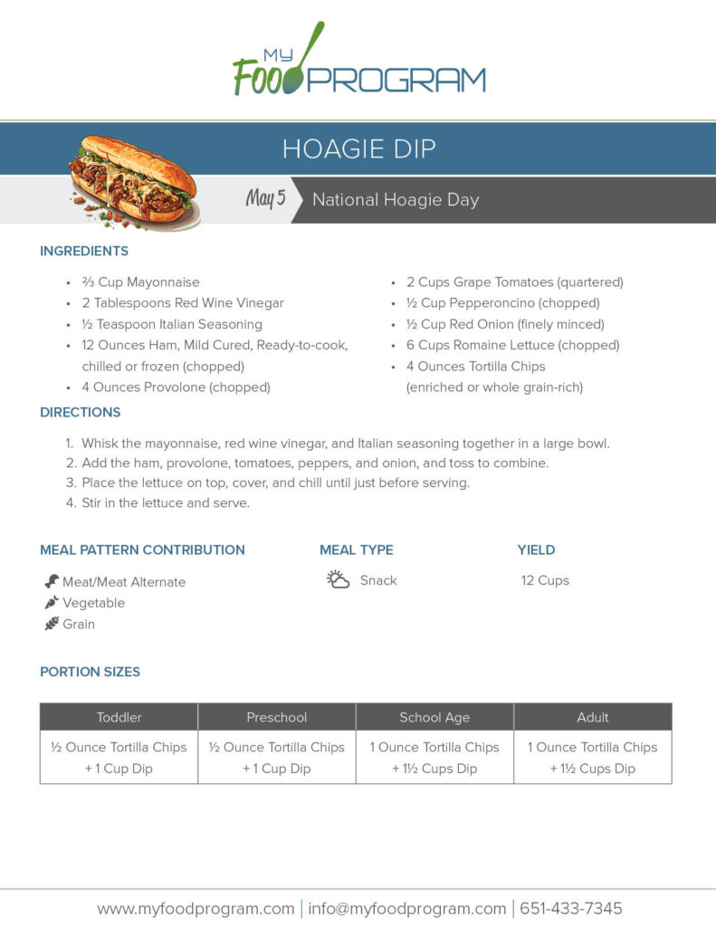 My Food Program Hoagie Dip Recipe