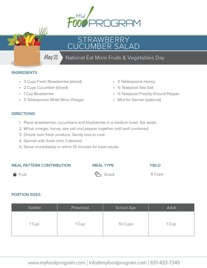My Food Program Strawberry Cucumber Salad Recipe