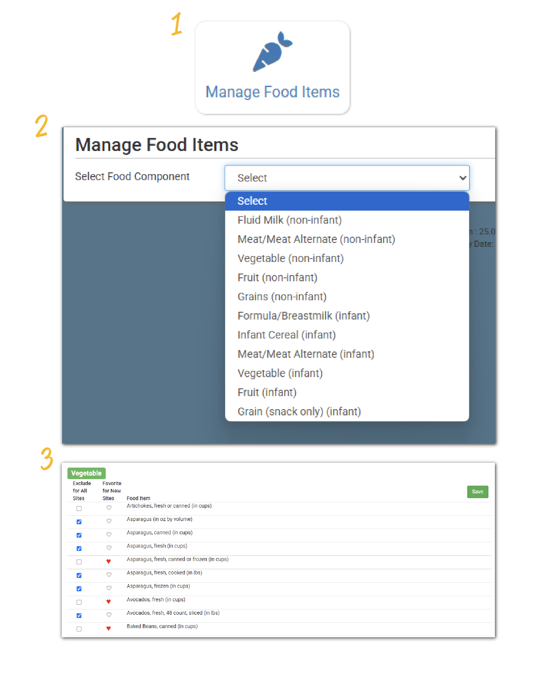 Manage Food Items