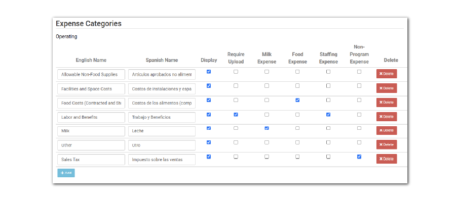 Custom Expense Categories