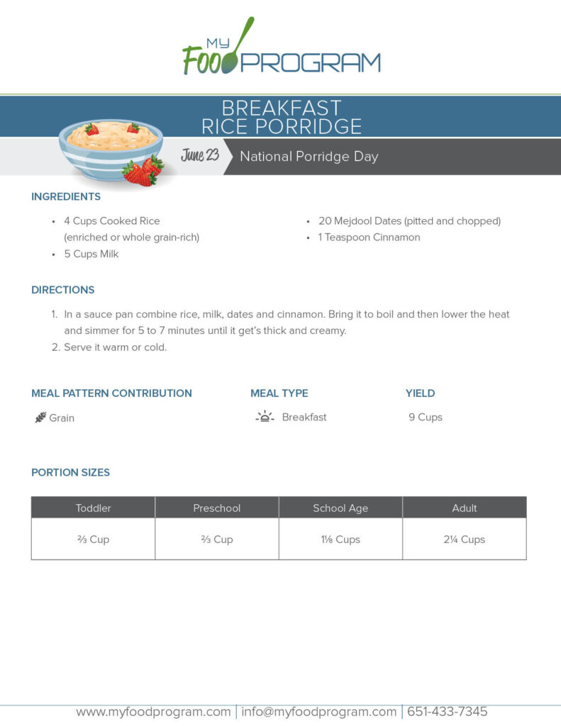 My Food Program Breakfast Rice Porridge​ Recipe