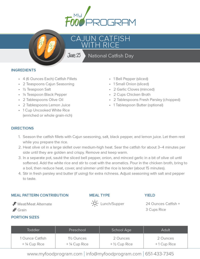 My Food Program Cajun Catfish With Rice​ Recipe