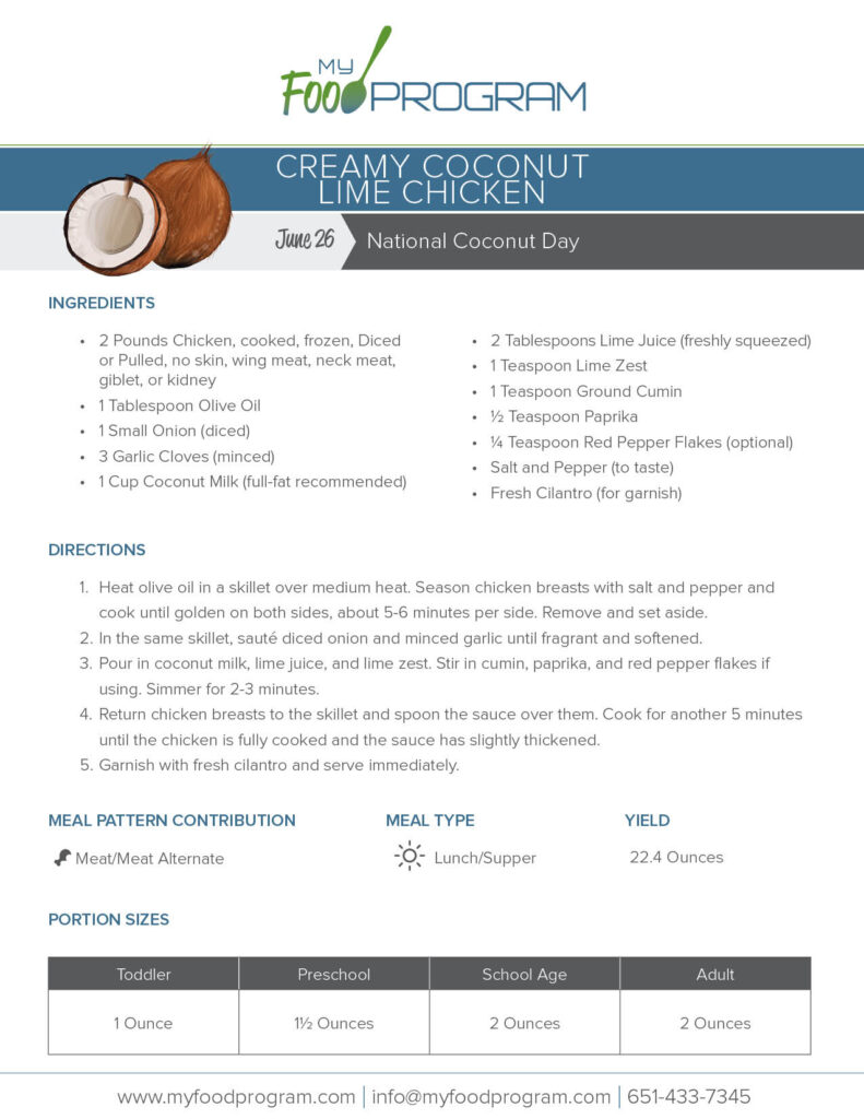 My Food Program Creamy Coconut Lime Chicken​ Recipe