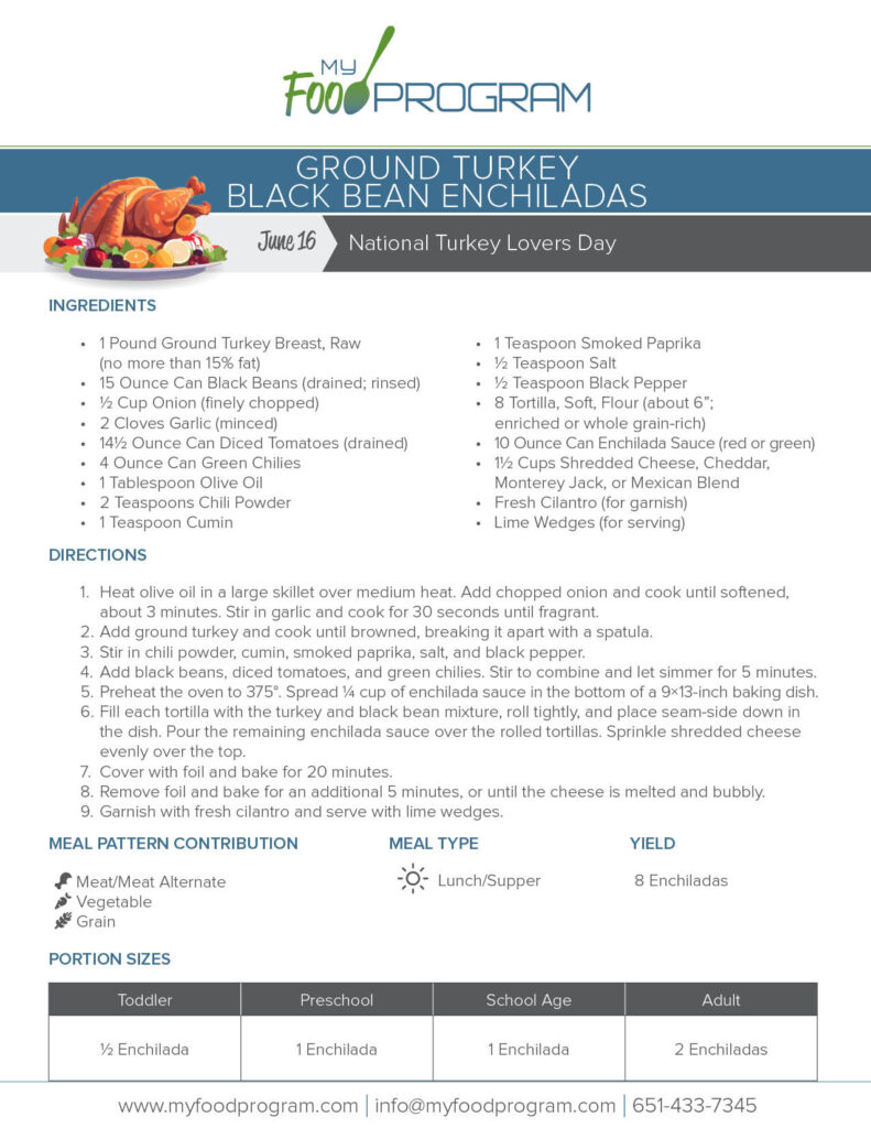 My Food Program Ground Turkey Black Bean Enchiladas​ Recipe