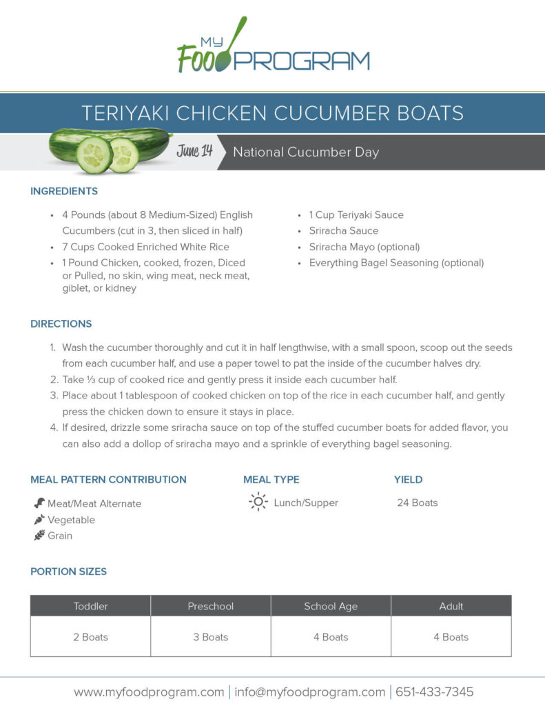 My Food Program Teriyaki Chicken Cucumber Boats​ Recipe