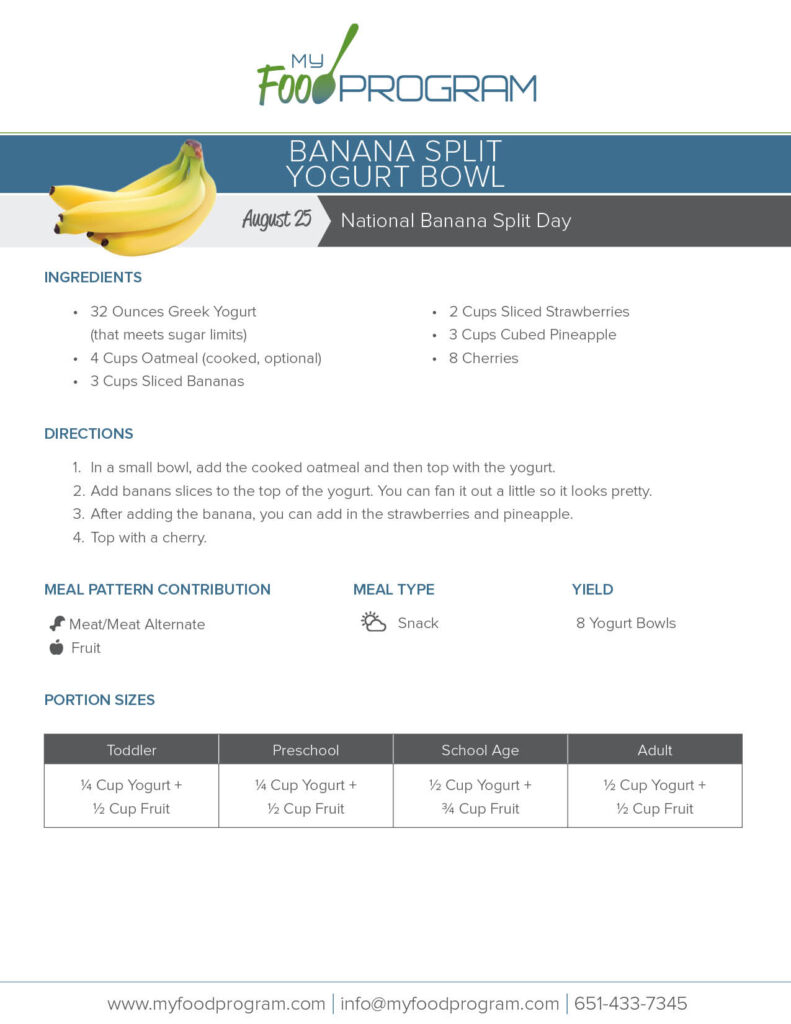 My Food Program Banana Split Yogurt Bowl Recipe