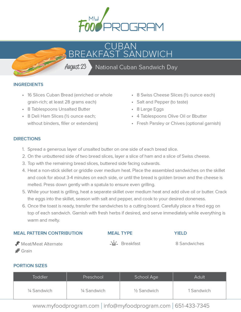 My Food Program Cuban Breakfast Sandwich Recipe